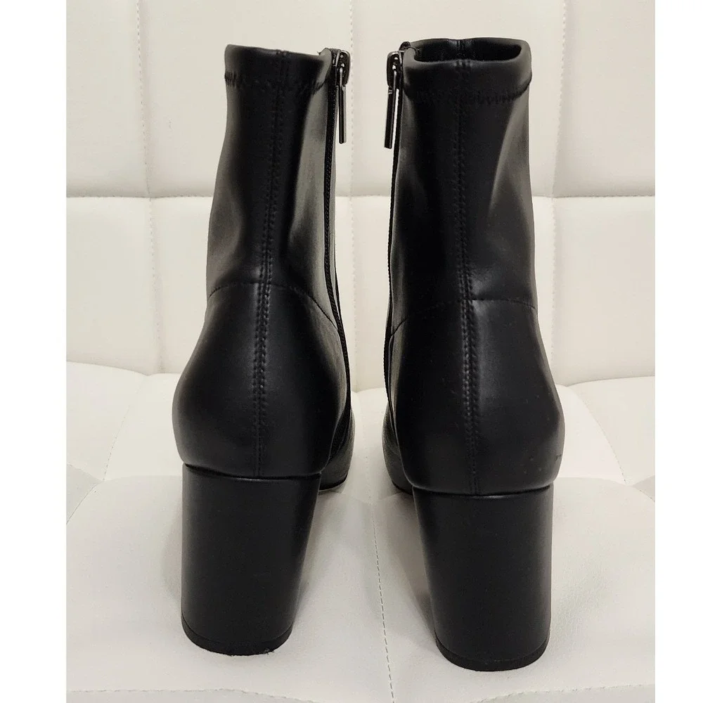 Abercrombie & Fitch Black Vegan Leather Boots Block Heel Womens 9